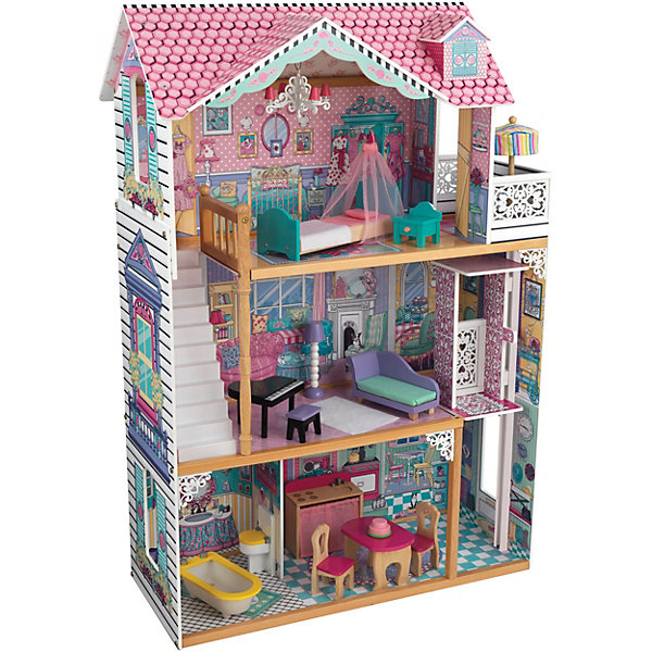 фото Трехэтажный дом для кукол барби "аннабель" (annabelle) с мебелью 17 элементов в подарочной упаковке kidkraft