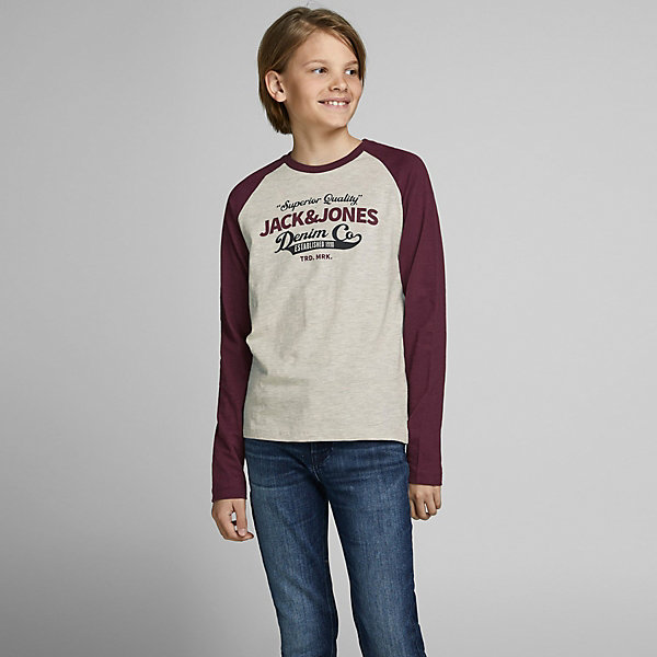 

Лонгслив Jack & Jones Junior, Темно-красный, Лонгслив Jack & Jones Junior