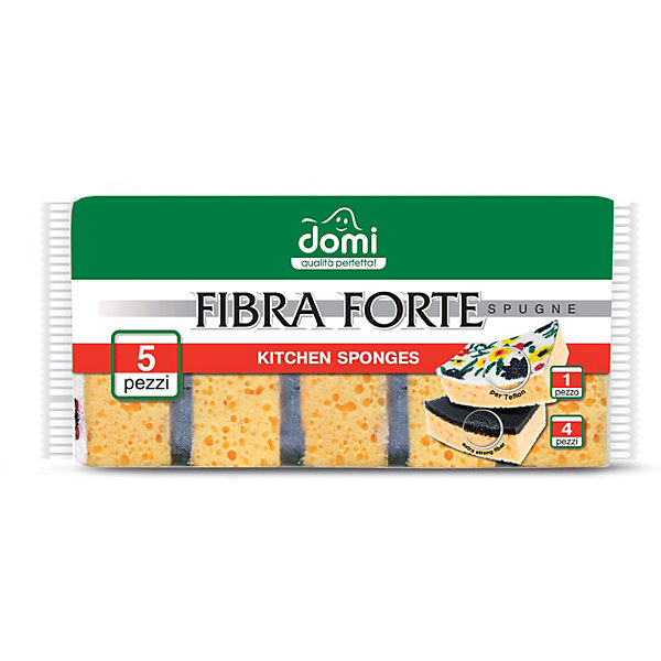 фото Губка кухонная domi fibra forte большая, 5 шт