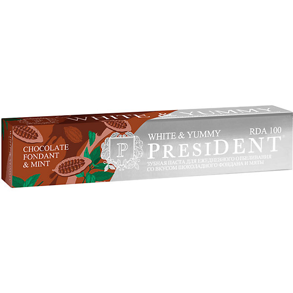Зубная паста White & Yummy Шоколадный фондан с мятой, 75 г President 16177346