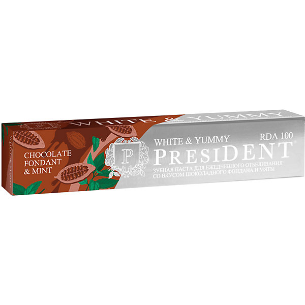 

Зубная паста President White & Yummy Шоколадный фондан с мятой, 75 г