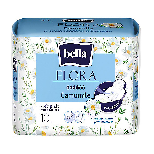 Прокладки Flora Camomile с экстрактом ромашки, 4 капли, 10 шт Bella 16177352