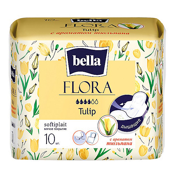 Прокладки Flora Tulip с ароматом тюльпана, 4 капли, 10 шт Bella 16177358