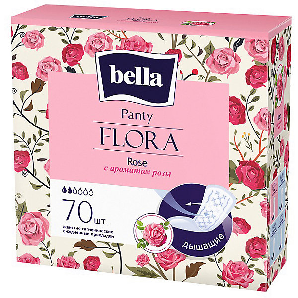 Ежедневные прокладки Panty Flora Rose 70 шт, с ароматом розы Bella 16177362