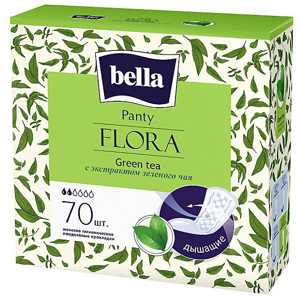 Ежедневные прокладки Panty Flora Green tea 70 шт, с экстрактом зеленого чая Bella 16177366