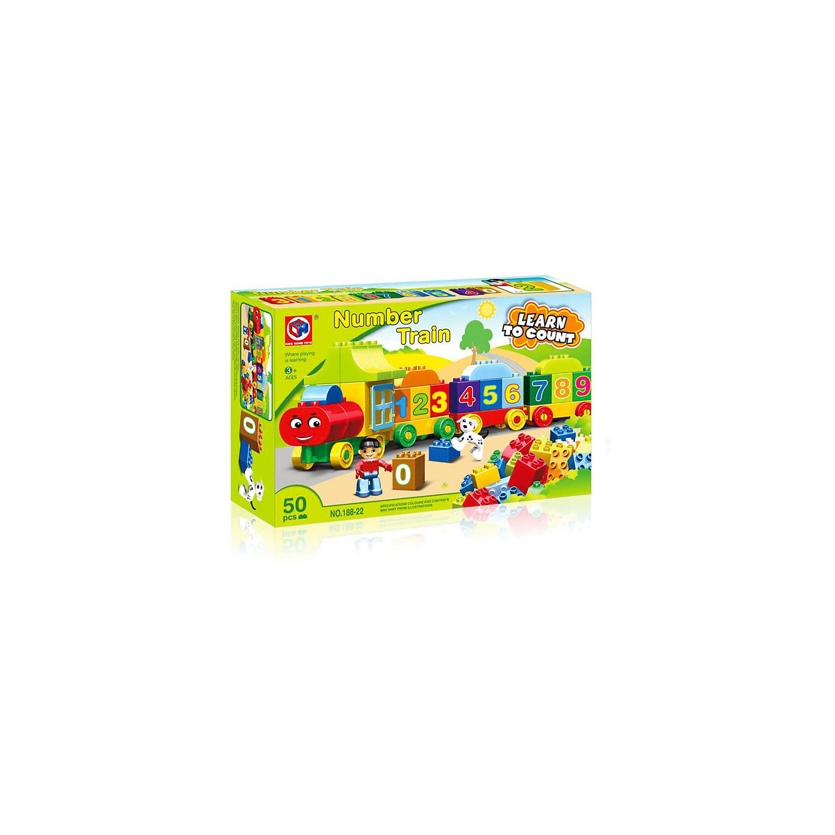 Конструктор Паровоз с цифрами, 50 деталей Kids Home Toys 16188333