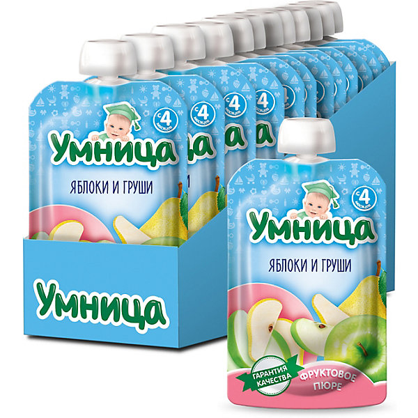 

Пюре Умница яблоки и груши, с 4 мес, 12 шт по 100 г