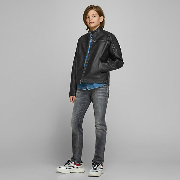 

Кожаная куртка Jack & Jones Junior, Черный, Кожаная куртка Jack & Jones Junior
