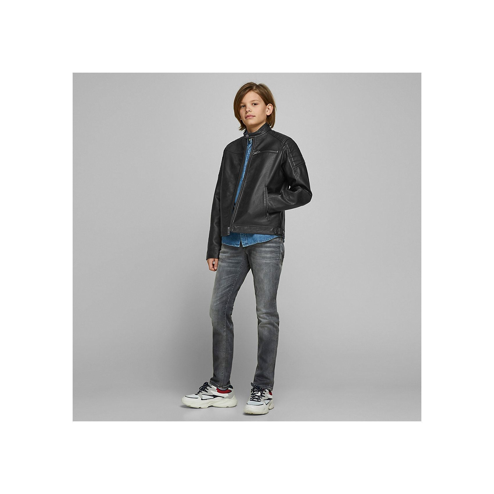 фото Кожаная куртка jack&jones junior jack & jones junior