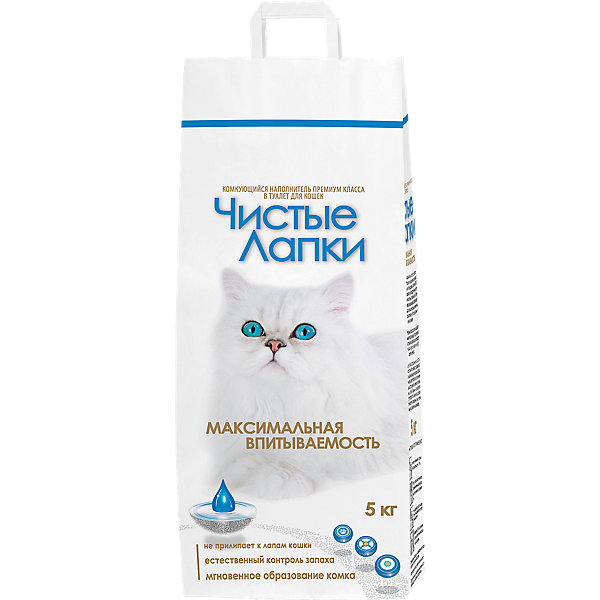 

Наполнитель для кошачьих туалетов Чистые Лапки комкующийся, 5 кг