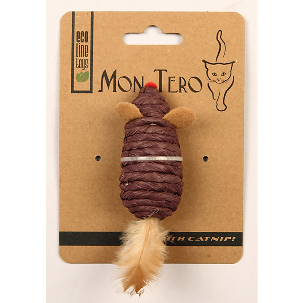 

Игрушка для кошки Mon Tero Эко мышка с перьями и кошачьей мятой, 7,6 см