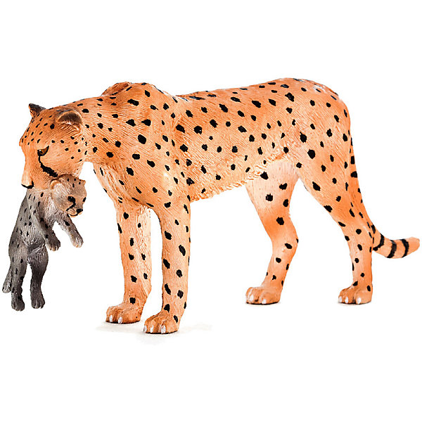 Фигурка Animal Planet Гепард с детенышем в пасти, 6 см Mojo 16371413