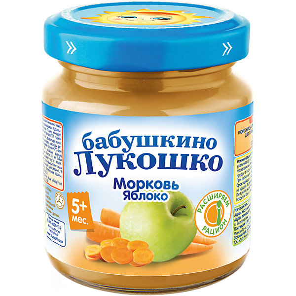 

Пюре Бабушкино Лукошко морковь яблоко, с 5 мес, 6 шт х 100 г