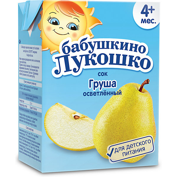 

Сок Бабушкино Лукошко груша осветлённый, с 4 мес, 200 мл х 18 шт