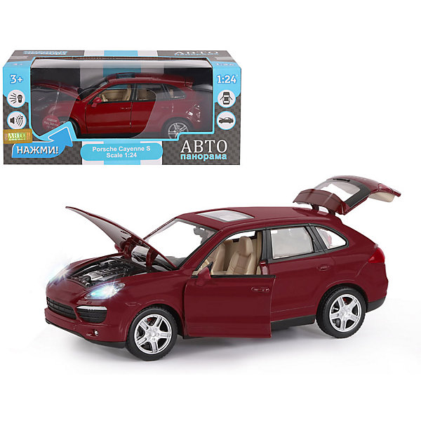 

Машинка Автопанорама Porsche Cayenne S, 1:24, Бордовый, Машинка Автопанорама Porsche Cayenne S, 1:24