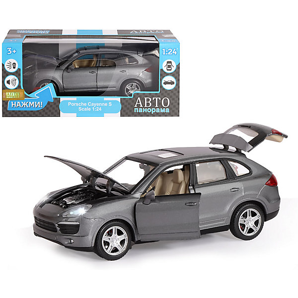 

Машинка Автопанорама Porsche Cayenne S, 1:24, Серый, Машинка Автопанорама Porsche Cayenne S, 1:24