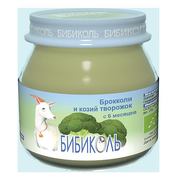 

Пюре Бибиколь брокколи и козий творожок с 6 мес, 6 шт по 80 г