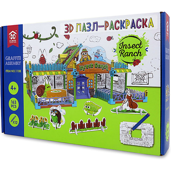 

3D Пазл-раскраска Synergy "Ранчо Насекомых", 163 детали