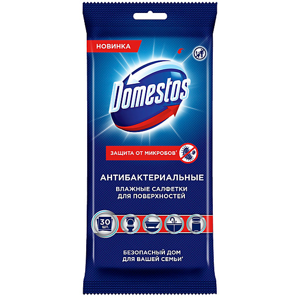 

Влажные салфетки Domestos антибактериальные, 30 шт, Weiß/beige, Влажные салфетки Domestos антибактериальные, 30 шт