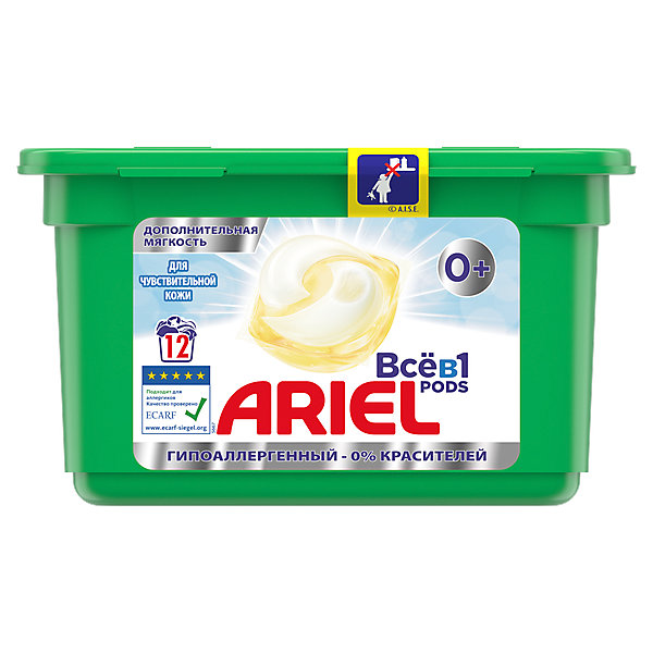 Капсулы для стирки Pods Sensitive Всё в 1 капсуле, 12 шт ARIEL 16555629