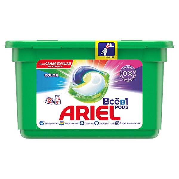 Капсулы для стирки Ariel Pods Color Всё в 1 капсуле, 12 шт 16555641