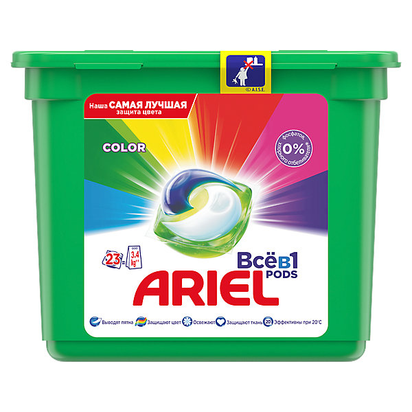 

Капсулы для стирки Ariel Pods Color Всё в 1 капсуле, 23 шт, Weiß/beige, Капсулы для стирки Ariel Pods Color Всё в 1 капсуле, 23 шт