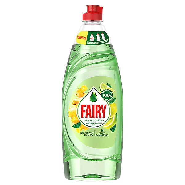 Средство для мытья посуды Pure & Clean Бергамот и Имбирь 650 мл Fairy 16573415