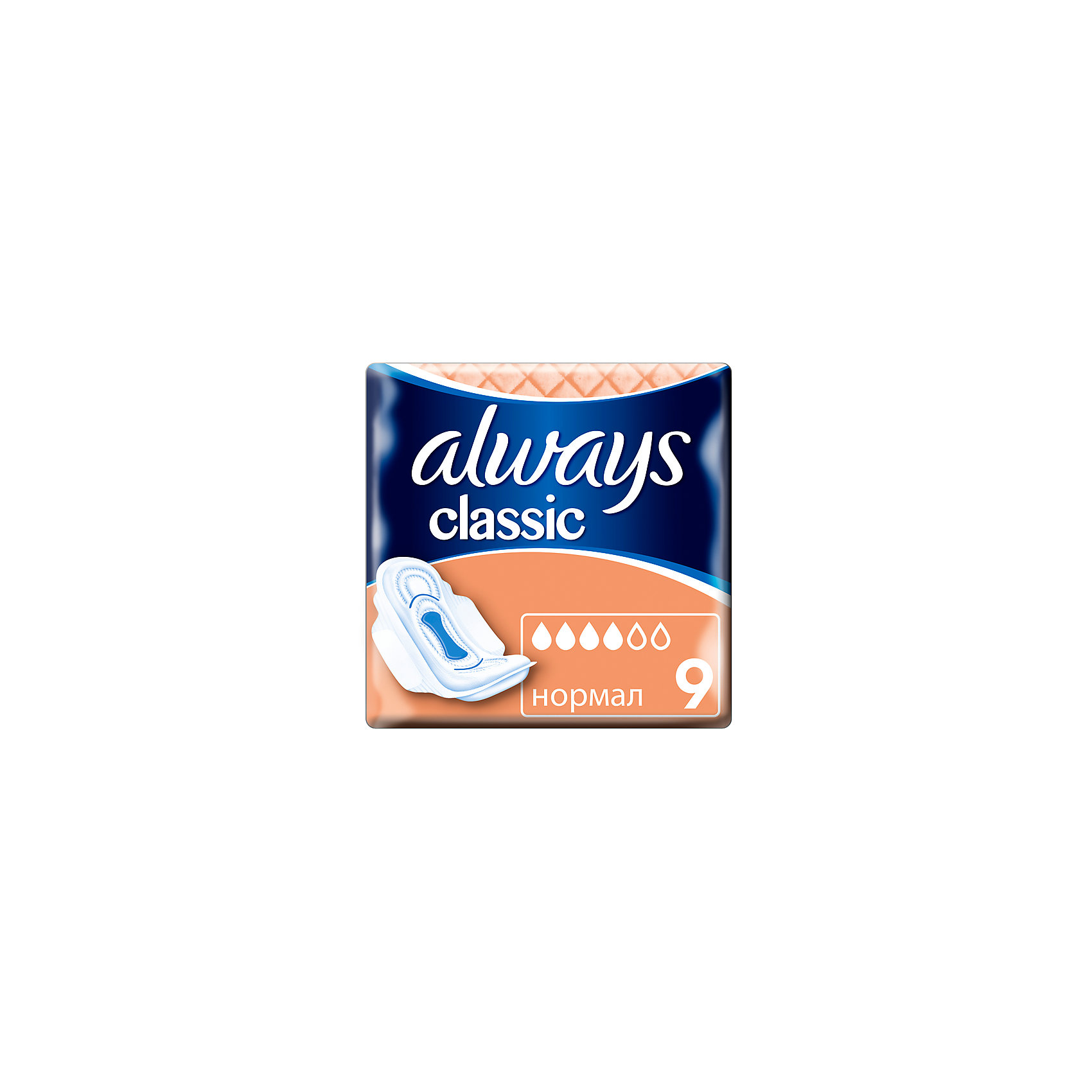 фото Гигиенические прокладки с крылышками always classic normal dry размер 1, 9 штук