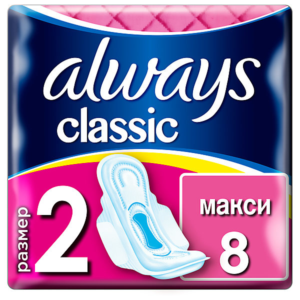 Гигиенические прокладки с крылышками Classic Maxi Dry размер 2, 8 штук Always 16574658