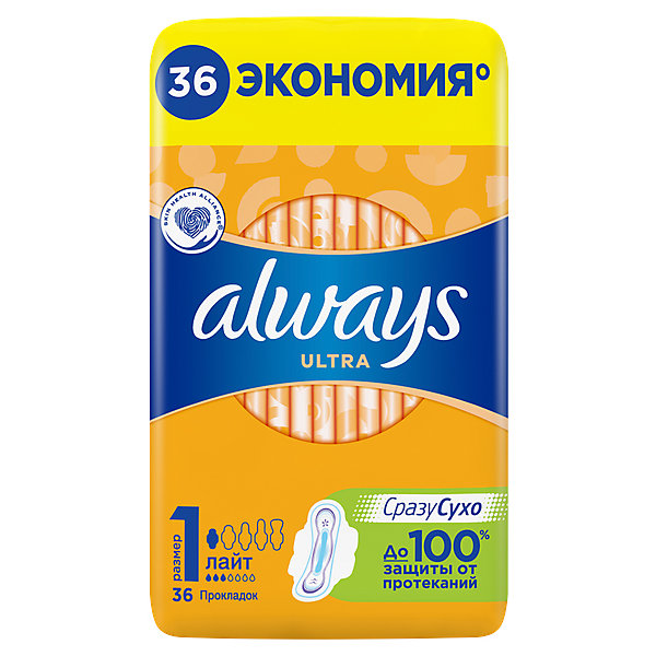 

Гигиенические прокладки с крылышками Always Ultra Лайт, размер 1, 36 штук, Weiß/beige, Гигиенические прокладки с крылышками Always Ultra Лайт, размер 1, 36 штук