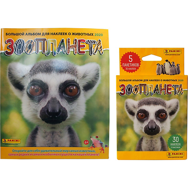 

Альбом и блистер с наклейками Panini "Зоопланета 2020", 5 пакетиков