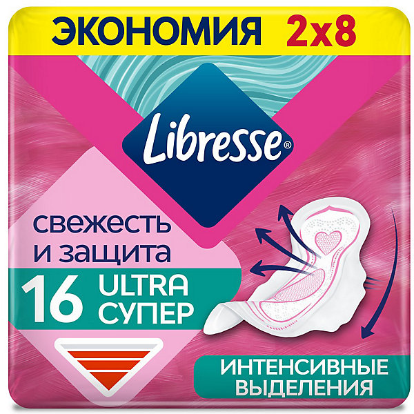 

Гигиенические прокладки Libresse Ultra Super DUO с мягкой поверхностью, 16 шт