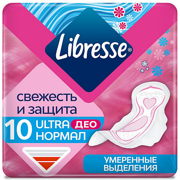 

Прокладки гигиенические Libresse Ultra Normal Deo с мягкой поверхностью, 10 шт