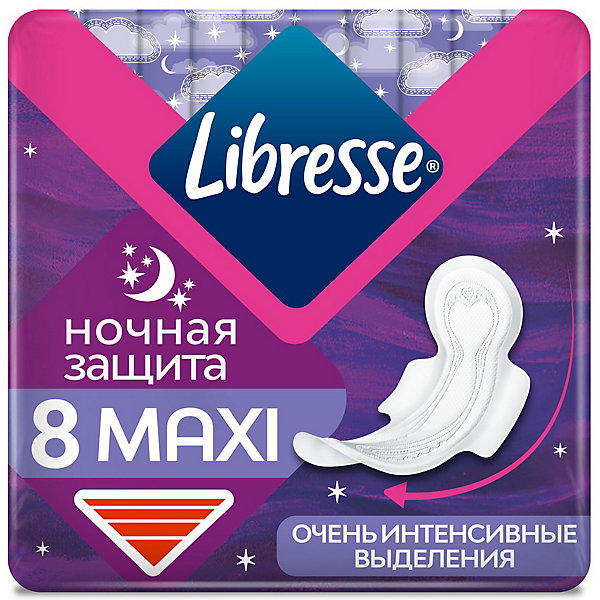Прокладки гигиенические Maxi Ночные с мягкой поверхностью, 8 шт Libresse 16662634