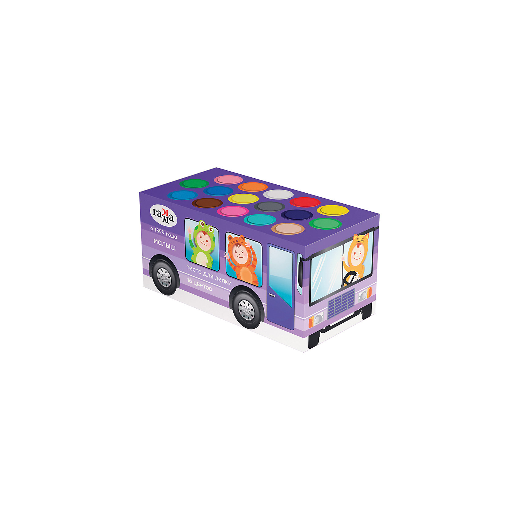 фото Тесто для лепки гамма "малыш. автобус", 16 цветов