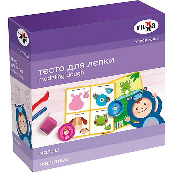 

Игровой набор теста для лепки с карточкой Гамма "Животные", 5 цветов