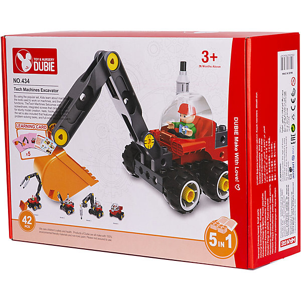 

Машинка-конструктор 5 в 1 Junfa Toys "Собери сам" Строительная техника, 42 детали, Разноцветный, Машинка-конструктор 5 в 1 Junfa Toys "Собери сам" Строительная техника, 42 детали