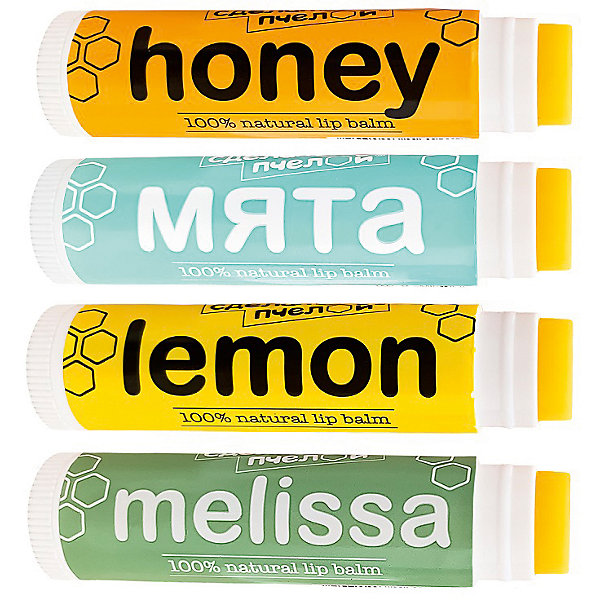 фото Набор бальзамов для губ сделано пчелой мята, медовый, lemon, melissa, 17 г