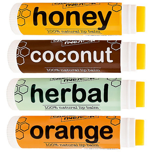 Набор бальзамов для губ Coconut, Медовый, Herbal, Orange, 17 г Сделано пчелой 16707347