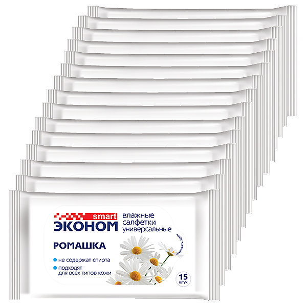 

Влажные салфетки Авангард "Эконом Smart" №15 ромашка, 15 шт