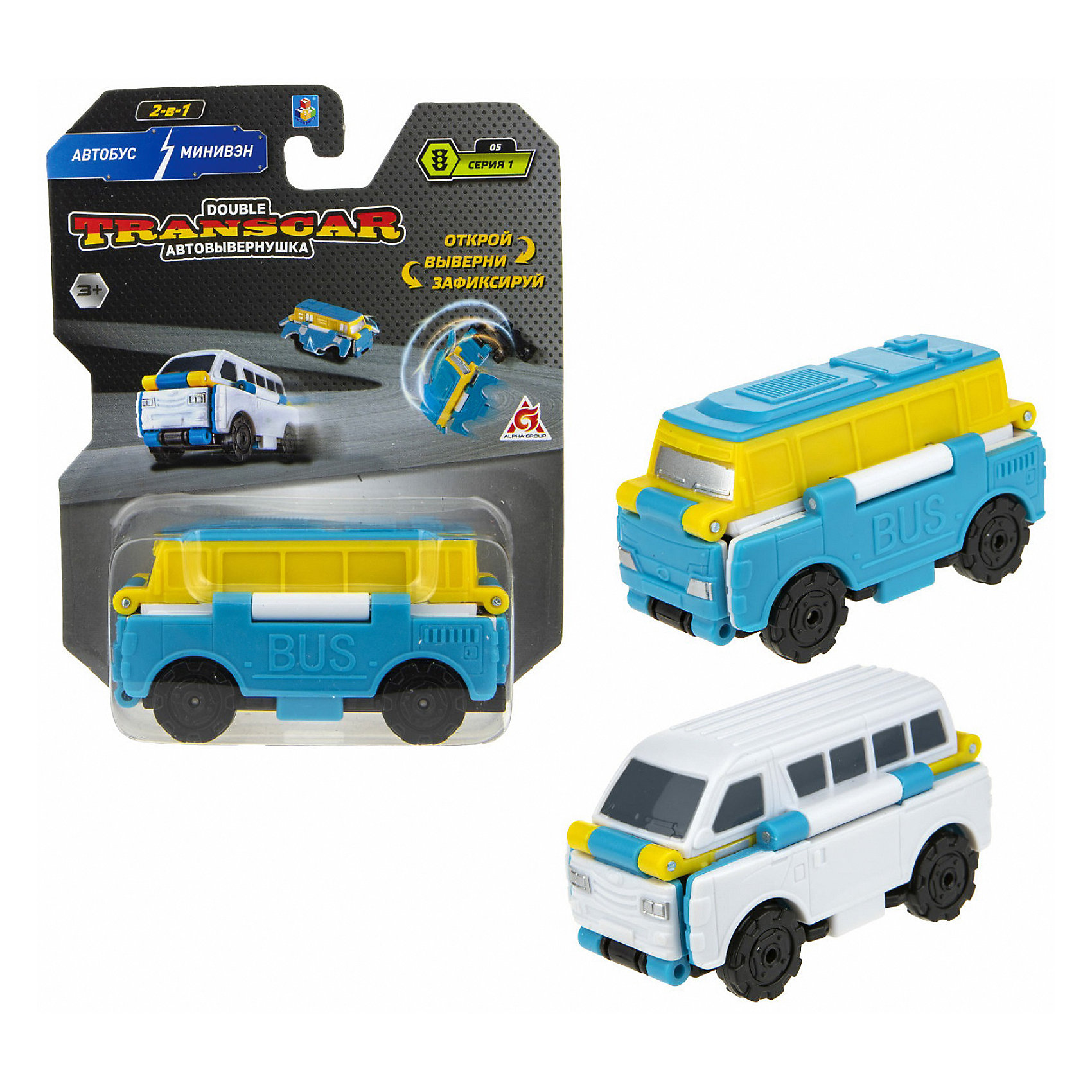 Машинка-трансформер Transcar Double Автобус/минивэн, 8 см 1Toy 16883859