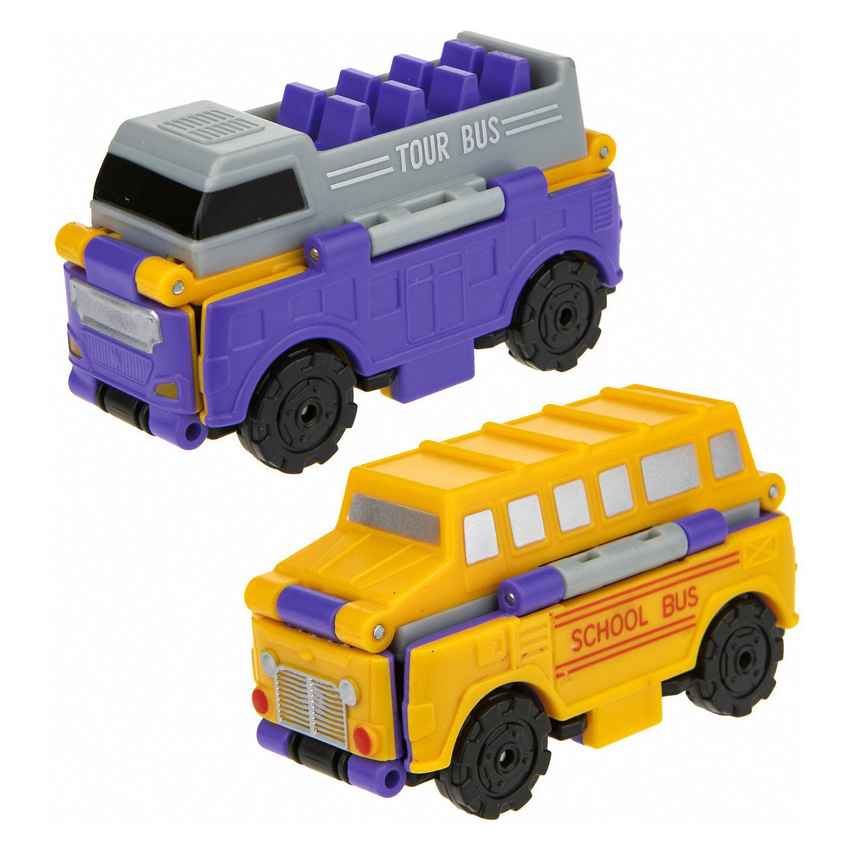 Машинка-трансформер Transcar Double Даблдэккер/школьный автобус, 8 см 1Toy 16883861