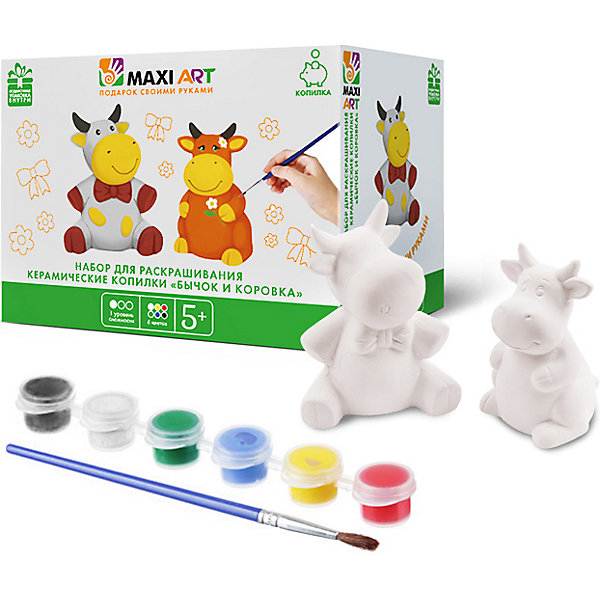 

Набор для раскрашивания Maxi Art Копилка Бычок и Коровка, 10 см, Разноцветный, Набор для раскрашивания Maxi Art Копилка Бычок и Коровка, 10 см