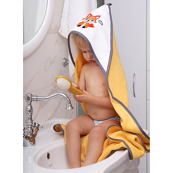 фото Полотенце для купания uviton little fox 90х90 см, жёлтое uviton baby