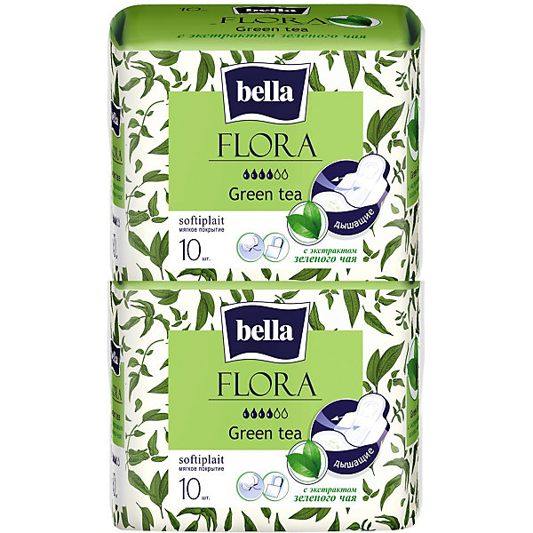 Прокладки Bella Flora Green tea с экстрактом зеленого чая, 4 капли, 20 шт 16972553