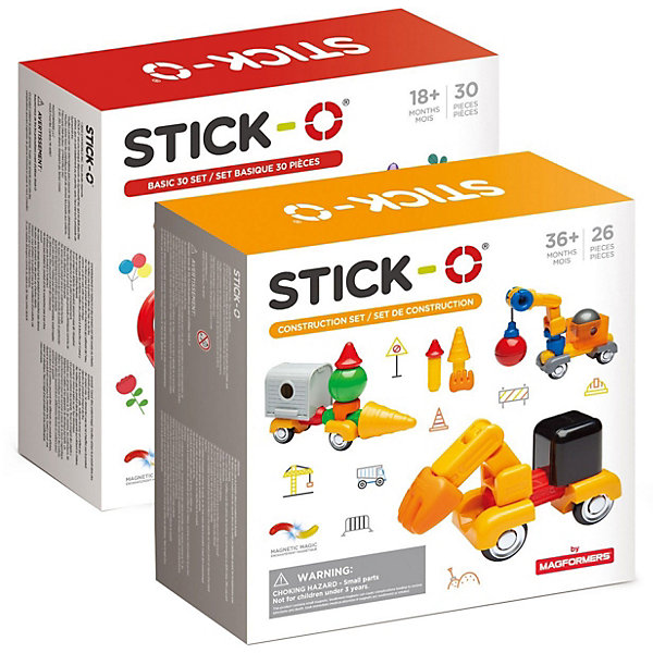 

Конструктор Stick-O "Большая стройка", 2 набора, Разноцветный, Конструктор Stick-O "Большая стройка", 2 набора