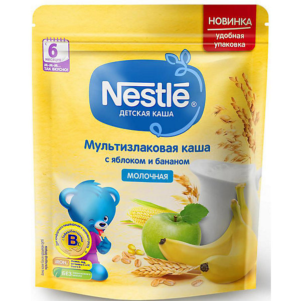 фото Молочная каша nestle мультизлаковая, с яблоком и бананом, с 6 мес, 220 г