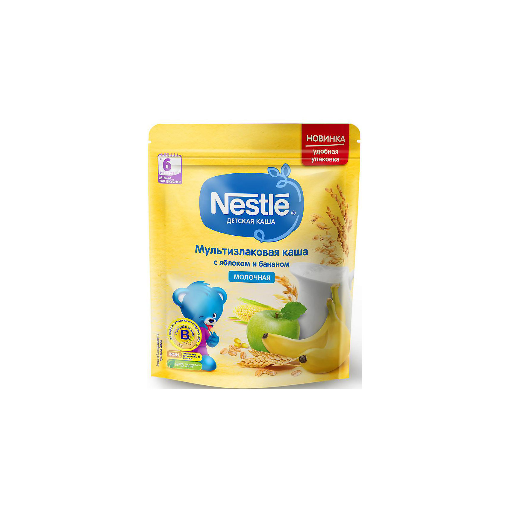 фото Молочная каша nestle мультизлаковая, с яблоком и бананом, с 6 мес, 220 г