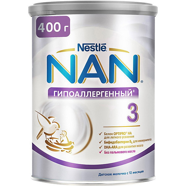 фото Молочный напиток nestle nan гипоаллергенный 3, с 12 мес, 400 г