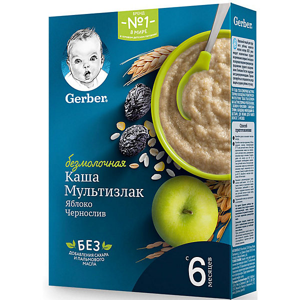 

Безмолочная каша Gerber мультизлак яблоко чернослив, с 6 мес, 180 г
